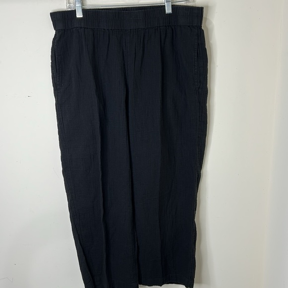 EILEEN FISHER Black Cropped Organic Cotton Pull-On Pants Size Large - Picture 15 of 16